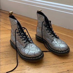silver snakeskin doc martins